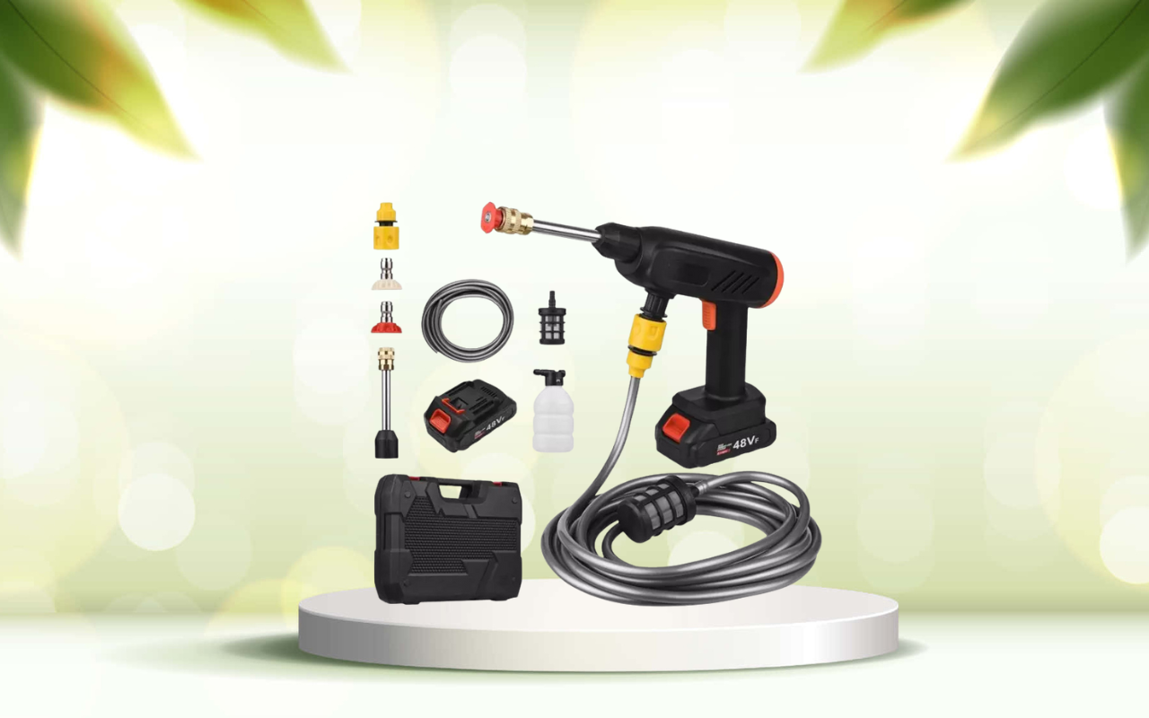 Scopri la pistola idropulitrice portatile: pulisci ovunque con potenza e facilità